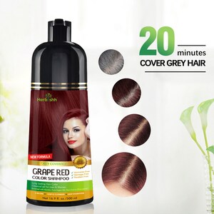 Hair Color Shampoo for Gray HairNatural Hair Dye ShampooColors Hair in MinutesLasts UpTo 3-4 Weeks500 ML3-In-1 Hair Color GRAPE RED image 3