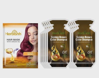 Herbishh Golden Brown Hair Color Shampoo for Gray Hair – Smoothening Cream