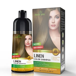 Hair Color Shampoo for Gray Hair–Natural Hair Dye Shampoo–Colors Hair in Minutes–Lasts Up To 3-4 Weeks–500 ML–3-In-1 Hair Color (LINEN)