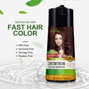 Chestnut Brown hair dye Enriched Color Shampoo PPD Free Hair Dye Formula 400ml image 4