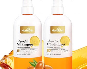 Herbishh Arganöl Shampoo Conditioner Duo | Sulfatfreie Haarpflege | Anti Frizz | Haarwuchs | Geschmeidiges & Glänzendes Haar