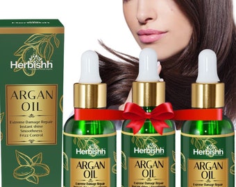 3 pezzi Incredibile olio di argan, puro olio di argan marocchino per capelli, ripara i capelli danneggiati, nutre in profondità anti-UV-30ML