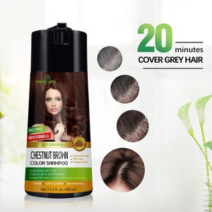 Chestnut Brown hair dye Enriched Color Shampoo PPD Free Hair Dye Formula 400ml image 6