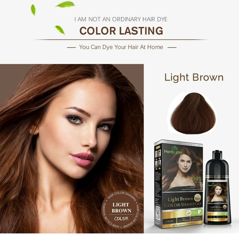 Buy 1pc Herbishh light Brown Hair Color Shampoo for Gray Hair Get 1pc Herbishh Ginger Hair Oil