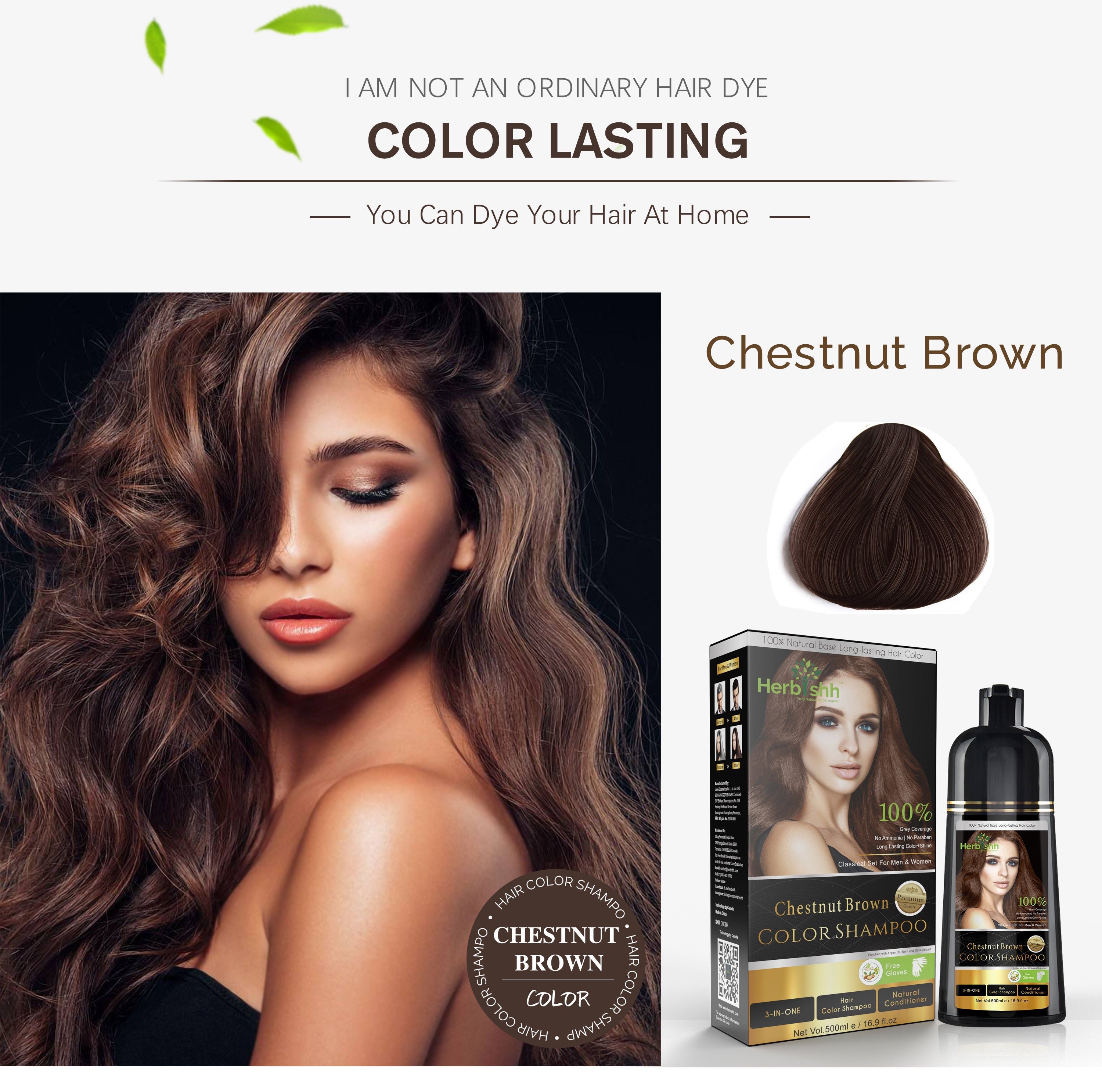 Hair Color Shampoo for Gray Hairnatural Hair Dye Shampoocolors Hair in  Minuteslong Lasting500 Ml3-in-1 Hair Color CHESTNUT BROWN 