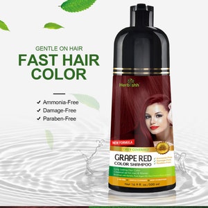 Hair Color Shampoo for Gray HairNatural Hair Dye ShampooColors Hair in MinutesLasts UpTo 3-4 Weeks500 ML3-In-1 Hair Color GRAPE RED image 8