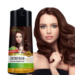 Chestnut Brown hair dye Enriched Color Shampoo PPD Free Hair Dye Formula 400ml image 2