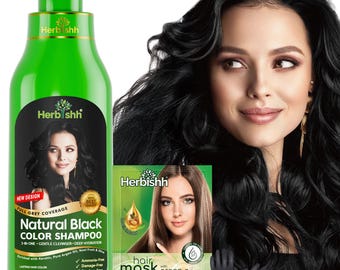Herbishh Chestnut Brown Hair Color Shampoo, Ammonia Free Natural Gray Hair Coverage