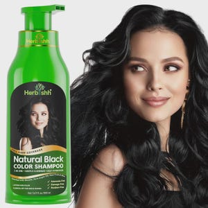 Champú Herbishh Natural Black Color – Tinte para cabello gris 3 en 1 sin amoníaco