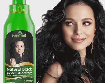 Herbishh Natural Black Color Shampoo - 3-in-1-Ammonia-Free-Dye für graue Haare