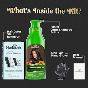 Kit de coloração capilar Herbishh | Cobertura de cabelos brancos, vegano, sem amônia, remove manchas