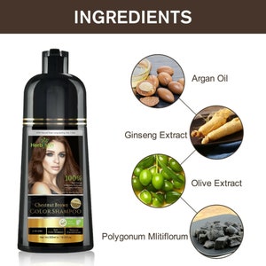 2pcs Herbishh hair Color Shampoo Natural Hair Dye for Gray Hair 1PC Argan Hair Oil GIFT CHESTNUT BROWN image 5