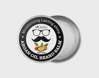 Mokeru Men’s Beard Balm 30g Wosk do brody z olejkiem arganowym i zmiękczaczem Balsam do pielęgnacji i stylizacji brody Nawilżająca odżywka do brody