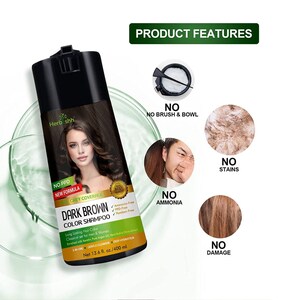 Dark Brown Enriched Color Shampoo hair dye shampoo PPD Free Hair Dye Formula 400ml image 6