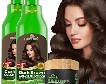Gift For Her Natural hair Dye color shampoo- Dark Brown