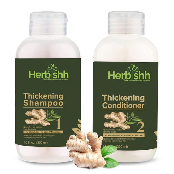 Herbishh Anti Hair Loss Ginger Extract Thickening Shampoo and Hair Conditioner For Hair Fall Control & Hair Growth