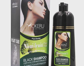 MOKERU Natural Black Hair Color Shampoo 500ml Grey Coverage Herbal Hair Dye