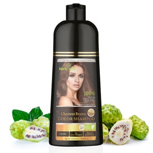 Hair Color Shampoo for Gray Hair–Natural Hair Dye Shampoo–Colors Hair in Minutes–Long Lasting–500 ML–3-In-1 Hair Color (CHESTNUT BROWN)