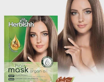 Maschera per capelli all'olio di argan Herbishh con cheratina, trattamento intensivo per capelli secchi e danneggiati, riparatore, idratante e anti-crespo.