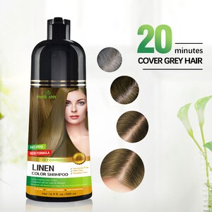 Shampooing de couleur de cheveux pour cheveux grisShampoing de teinture capillaire naturelleColore les cheveux en quelques minutesDure jusqu'à 3-4 semaines500 MLColoration de cheveux 3 en 1 LIN image 3