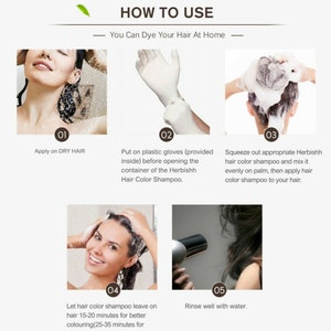 2pcs Herbishh hair Color Shampoo Natural Hair Dye for Gray Hair 1PC Argan Hair Oil GIFT CHESTNUT BROWN image 4