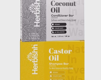 Herbishh Shampoo Bar & Conditioner Bar Set + Ginger Oil Hair Growth Vegan