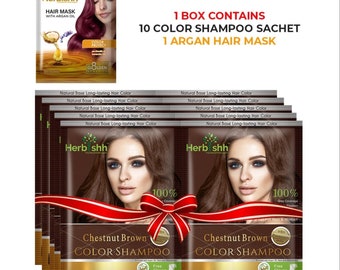 Taille de voyage Couleur de cheveux longue durée Shampooing Teinture pour cheveux gris Cheveux en quelques minutes - CHESTNUT BROWN