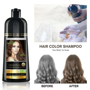2pcs Herbishh hair Color Shampoo Natural Hair Dye for Gray Hair 1PC Argan Hair Oil GIFT CHESTNUT BROWN image 7