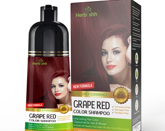 Hair Color Shampoo for Gray Hair–Natural Hair Dye Shampoo–Colors Hair in Minutes–Lasts UpTo 3-4 Weeks–500 ML–3-In-1 Hair Color (GRAPE RED)