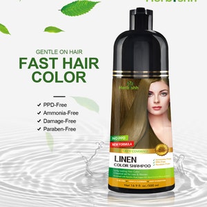 Shampooing de couleur de cheveux pour cheveux grisShampoing de teinture capillaire naturelleColore les cheveux en quelques minutesDure jusqu'à 3-4 semaines500 MLColoration de cheveux 3 en 1 LIN image 2