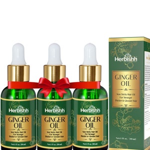 Herbishh Ginger Hair Oil For Hair Growth With Ginger Extract – Best Hair Care Product For Women & Men - 3pcs