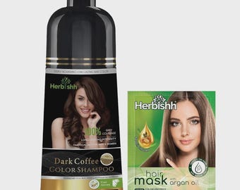 Herbishh 3-in-1 Gray Hair Coverage Shampoo | Ammonia-Free Color & Condition (200ml)