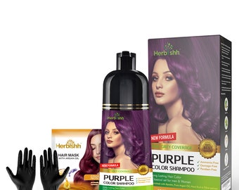 Herbishh Purple Toning Shampoo Semi Permanent Dye Ammonia Free Vibrant Color Boost
