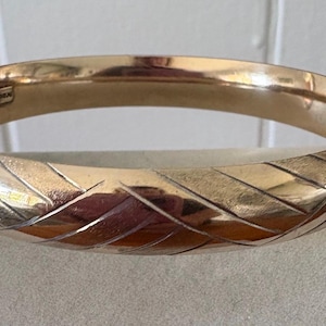 Vintage 1/20 14K Gold Filled Hinged Bangle Bracelet and 925 Sterling Silver - Antique, Victorian, Classic 25-1-23