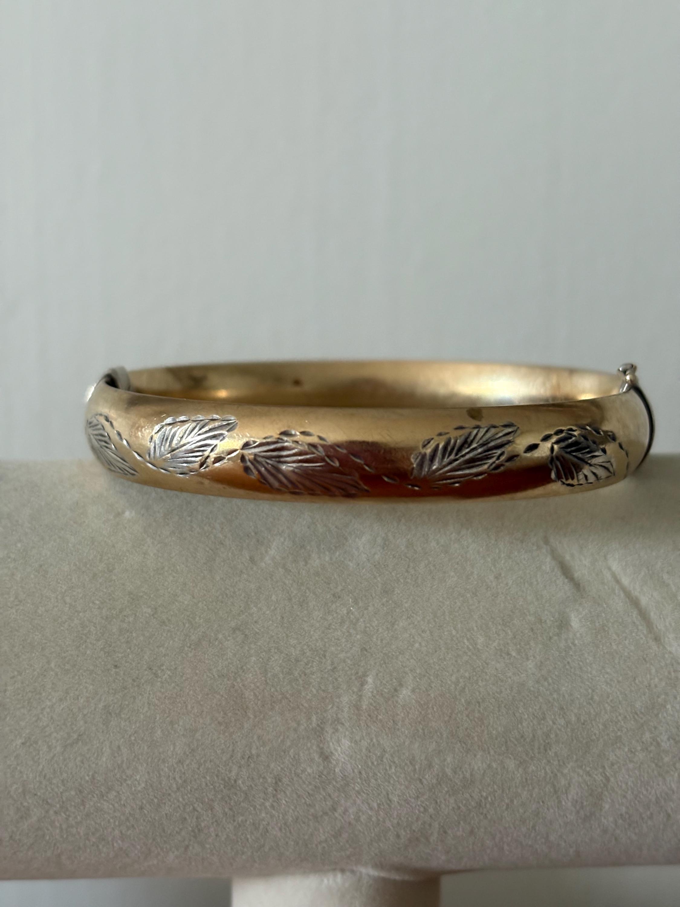Vintage 1/20 14K Gold Filled Hinged Bangle Bracelet and 925 