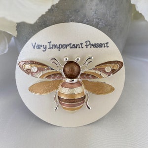 Beautiful Bee Magnet Brooch | Neutral, Beige, Lemon & Cream Scarf Clip | Magnetic | Silver | Gift | Present | Brooch | Small Gift | Bee