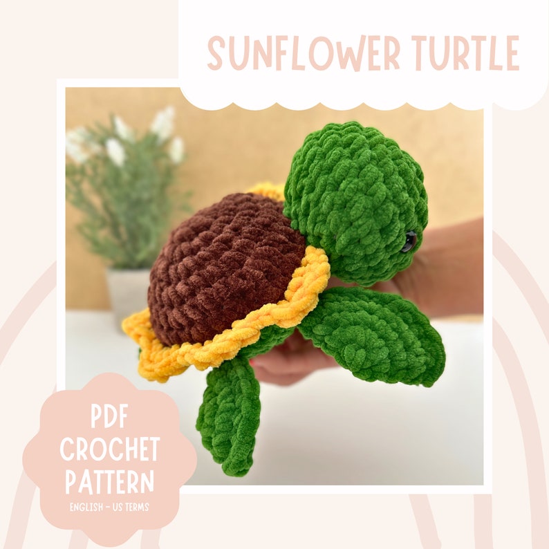 Beginner-friendly Sunflower Turtle Crochet Pattern Easy PDF Guide for ...