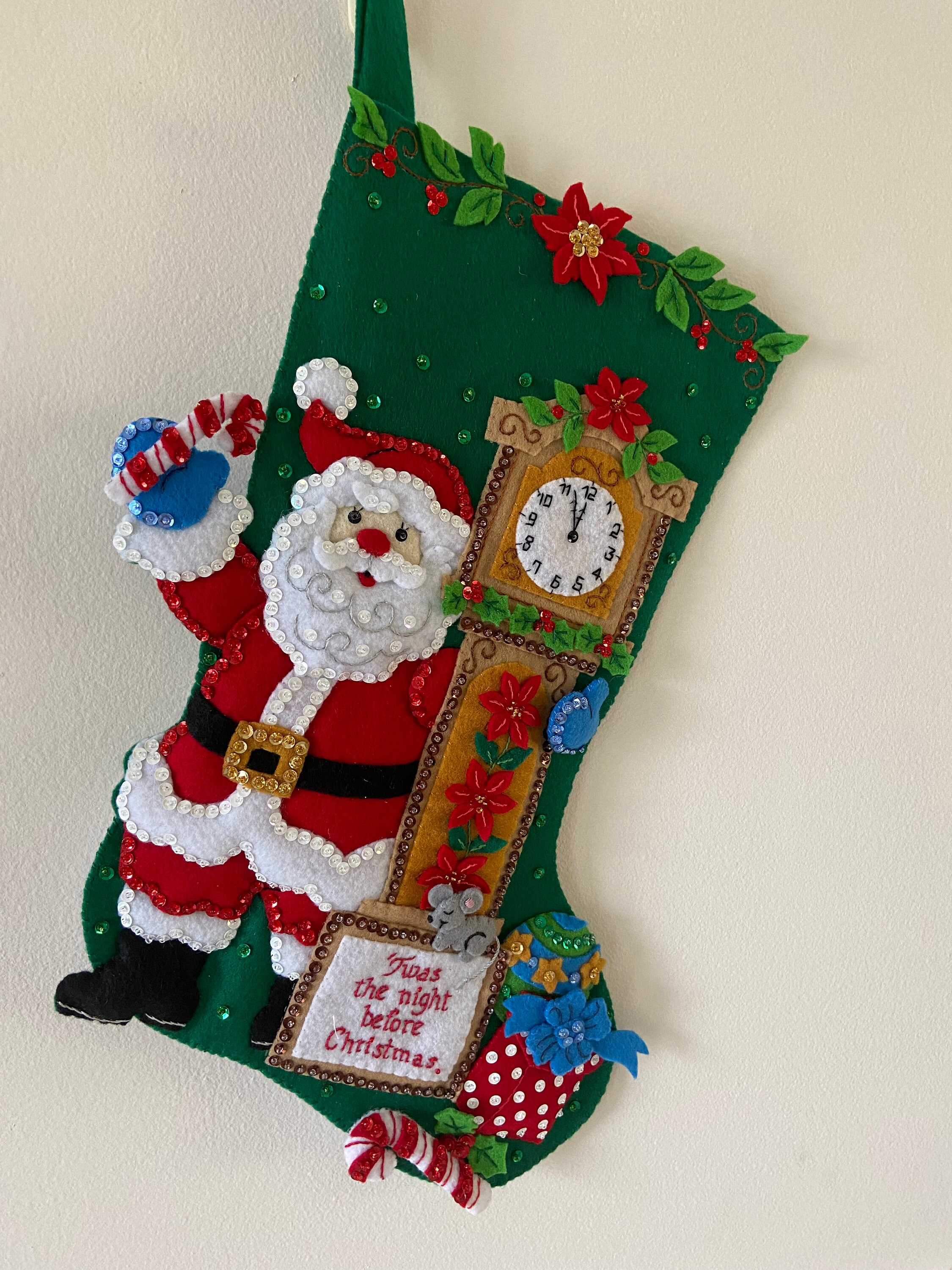 Finished Bucilla Stocking “T’was The Night”