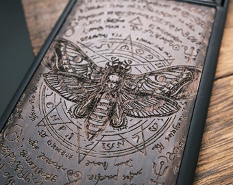 Witchcraft Moth, Wood Case for iPhone, Samsung and Google Pixel, Personalizable