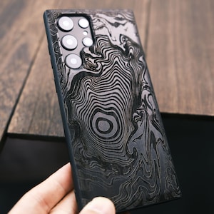 Tree Stamp/ Wood Swirl, Wood Case for iPhone, Samsung Galaxy and Google Pixel Phones, Personalizable