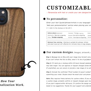 Custom Wood Cases / iPhone / Galaxy / Google Pixel / Custom Image Photo Pet Quote Tattoo Planchette Logo badge Ouija Board Comic Art Gifts image 2