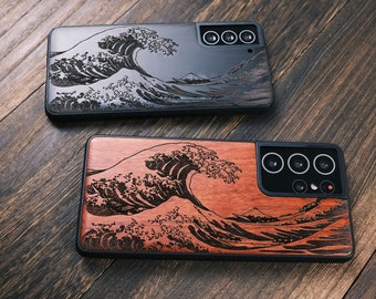 The Great Wave Kanagawa, Wood Case for iPhone, Samsung Galaxy and Google Pixel Phones, Personalizable