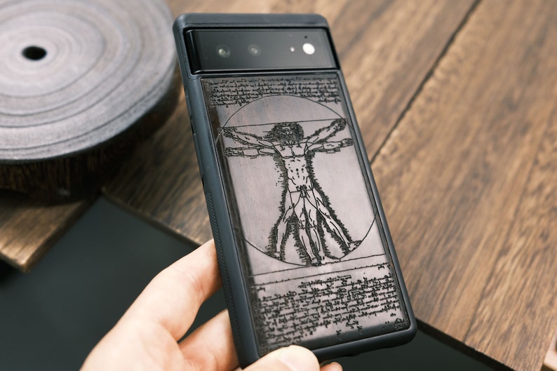 Leonardo da Vinci's Vitruvian Man Art, Wood Case for iPhone, Samsung Galaxy and Google Pixel Phones, Personalizable image 5
