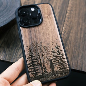 Elk and Woods, coque en bois pour téléphones iPhone, Samsung Galaxy et Google Pixel, personnalisable image 6