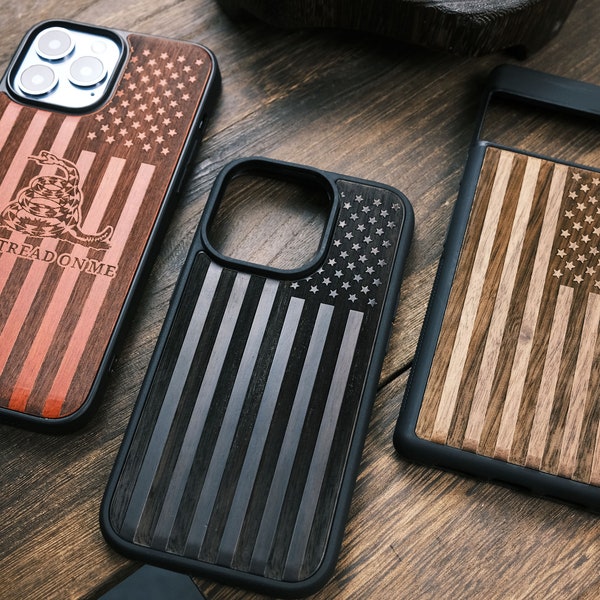 American Flag ideas, Wood Case for iPhone, Samsung Galaxy and Google Pixel Phones, Personalizable