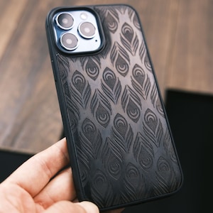 Peacock's Feather, Wood Case for iPhone, Samsung Galaxy and Google Pixel Phones, Personalizable