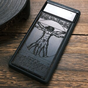 Leonardo da Vinci's Vitruvian Man Art, Wood Case for iPhone, Samsung Galaxy and Google Pixel Phones, Personalizable image 3