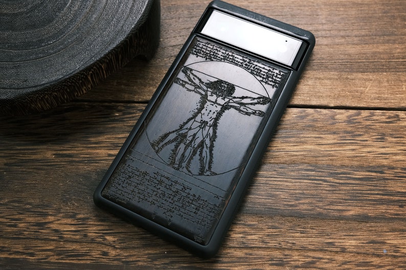 Leonardo da Vinci's Vitruvian Man Art, Wood Case for iPhone, Samsung Galaxy and Google Pixel Phones, Personalizable image 3