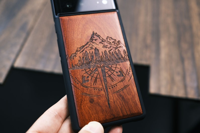 The Compass and Mountains,Forest # Wooden Cases # For iPhone, Samsung Galaxy & Google Pixel, X/11/12/13/ProMax # Custom /Personalizable 