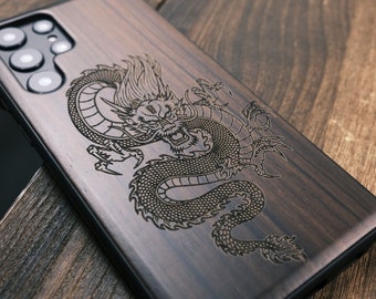 Chinese Dragon, Wood Case for iPhone, Samsung Galaxy and Google Pixel Phones, Personalizable